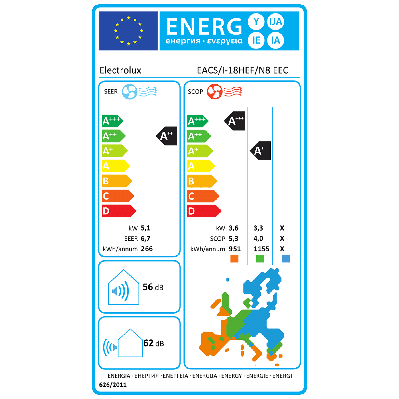 Electrolux Klima uređaj, 18000Btu, WiFi, R32, Inverter, A++/A+ - EACS/I-18HEF/N8 EEC