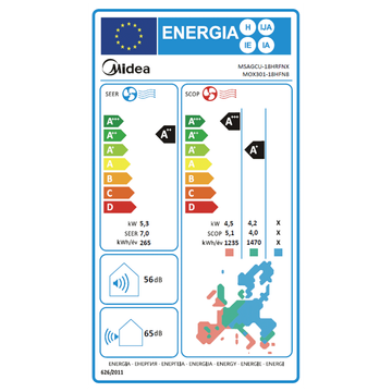 Midea Klima uređaj, split sistem, 18000 Btu, -20°C, R32, WiFi, A++ - Xtreme Save; MG2X-18-SP