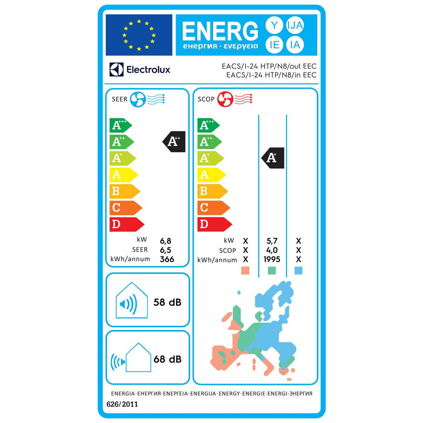 Electrolux Klima uređaj, 24000Btu, -20°, WiFi , Inverter, A++ - EACS/I-24 HTP/N8 EEC