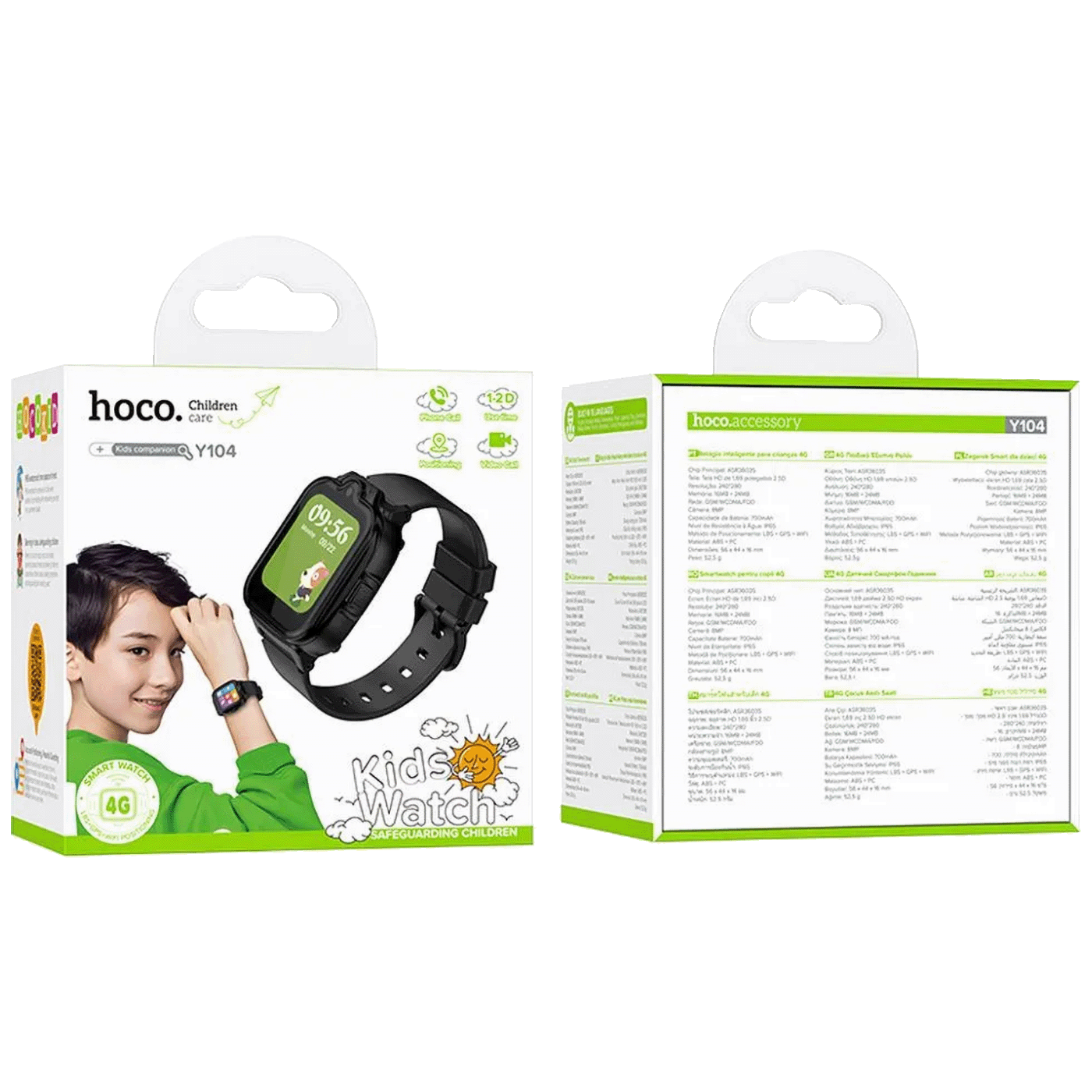 hoco. Pametni sat za djecu, 1.69" 4G GPS, WiFi - Y104 4G, Black