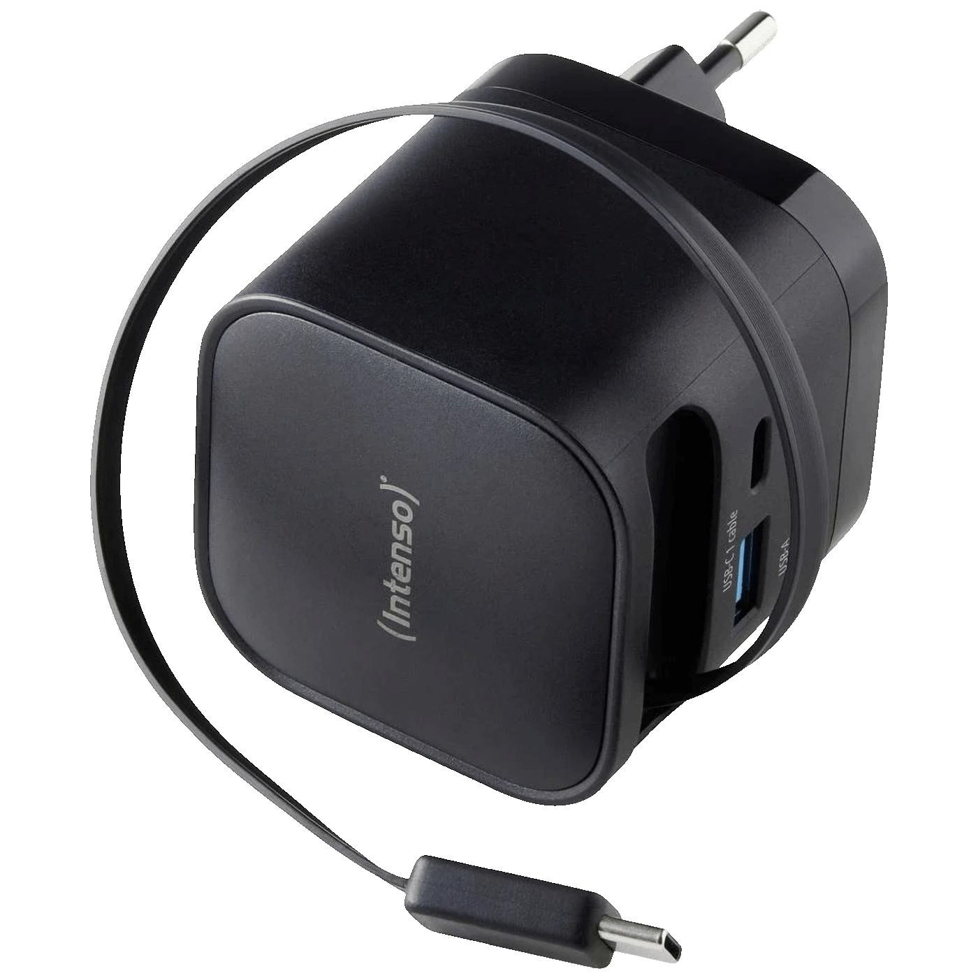 (Intenso) Punjač kučni sa type C kabelom, brzi, 1xUSB-A, 1xUCB-C, 65W - Power Adapter W65ACIC GaN Black