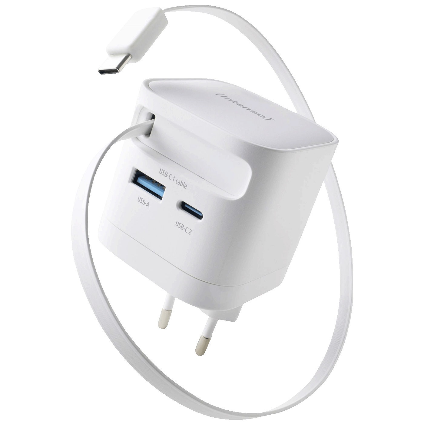 (Intenso) Punjač kučni sa type C kabelom, brzi, 1xUSB-A, 1xUCB-C, 65W - Power Adapter W65ACIC GaN White