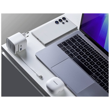 (Intenso) Punjač kučni sa type C kabelom, brzi, 1xUSB-A, 1xUCB-C, 65W - Power Adapter W65ACIC GaN White