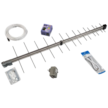 Iskra Antena Loga UHF sa pojačalom, 24,5 dB(i), RG6U 10 met. - P-2845 DTT/G SET