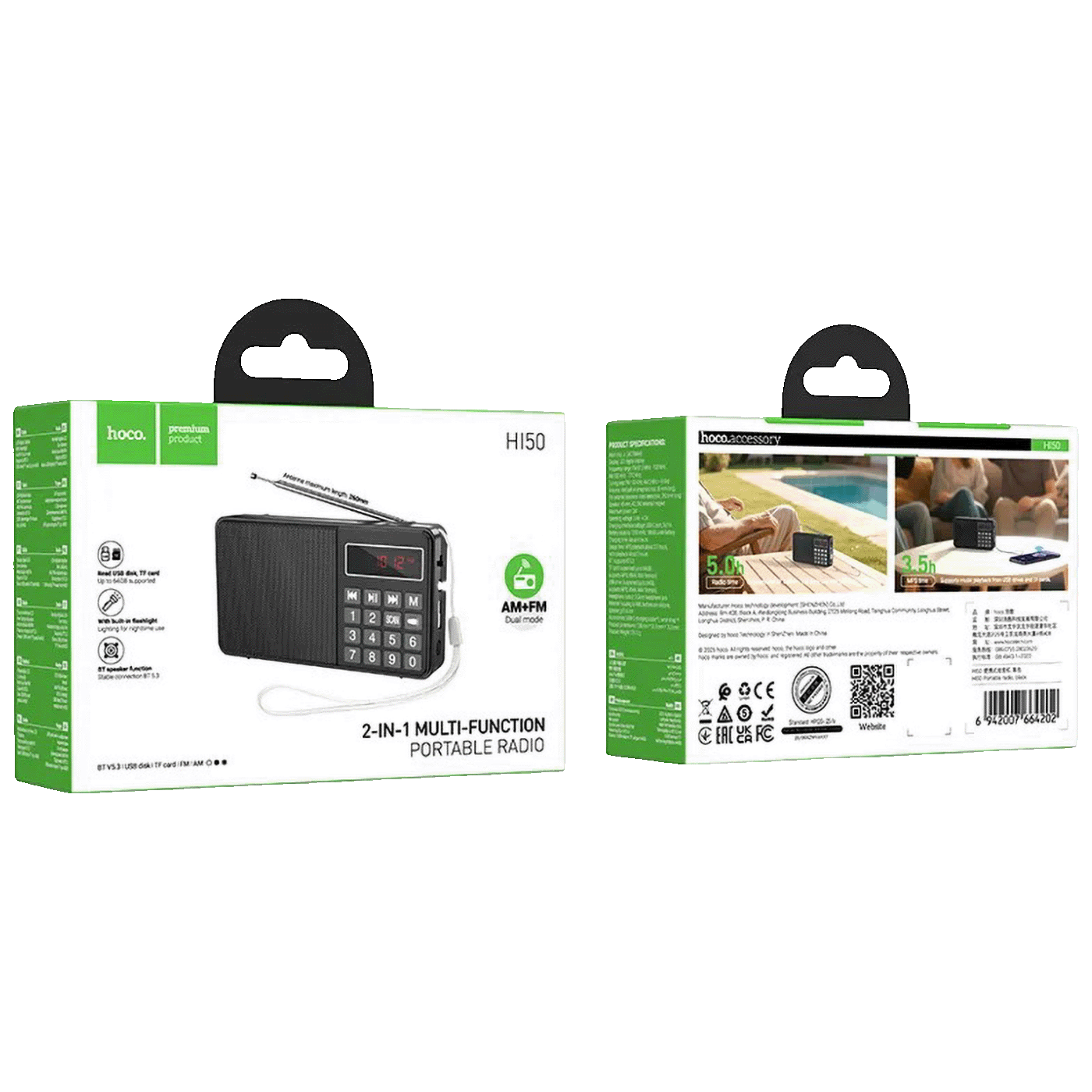 hoco. Radio prijemnik, džepni, AM/FM, MP3, Bluetooth - HI50