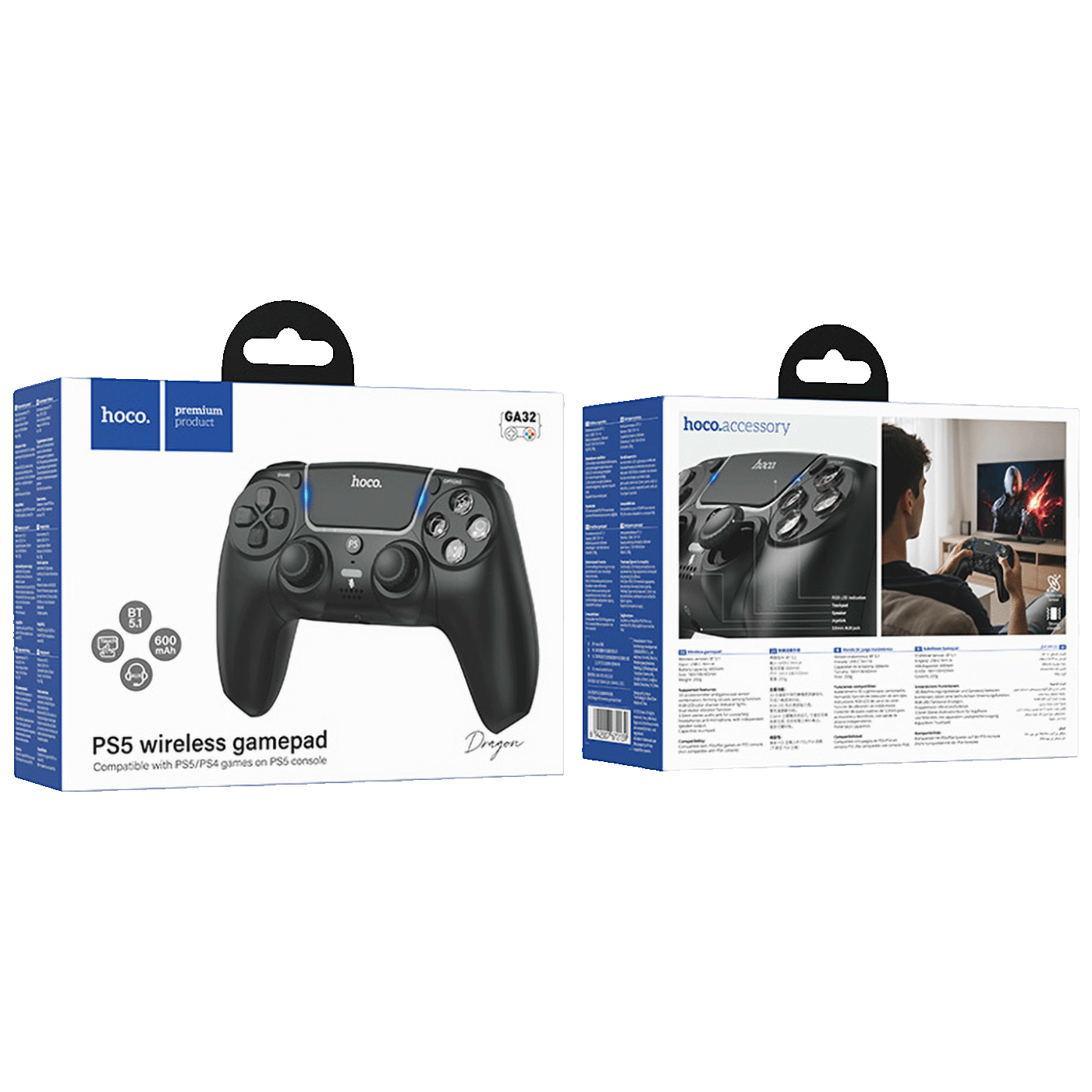 hoco. Gamepad bežični za PS5, 600 mAh - GA32 Black