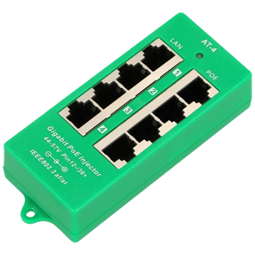 Extralink PoE Injector sa 4 Gigabit 802.3at/af porta, Mode A, aktivni - 4 Port Gigabit PoE Injector