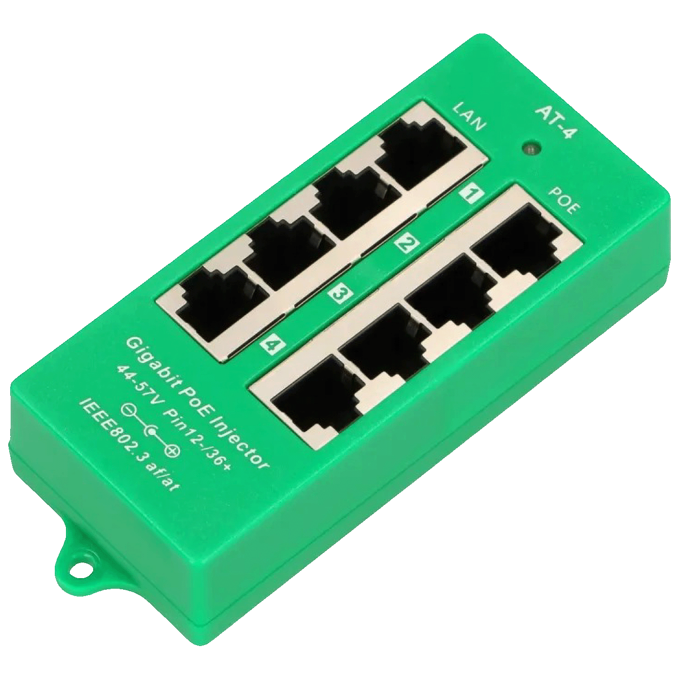 Extralink PoE Injector sa 4 Gigabit 802.3at/af porta, Mode A, aktivni - 4 Port Gigabit PoE Injector